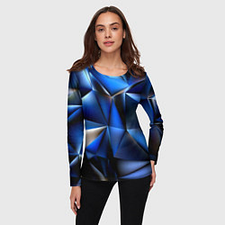 Лонгслив женский Polygon blue abstract, цвет: 3D-принт — фото 2