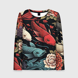 Лонгслив женский Узор с японскими карпами кои, цвет: 3D-принт