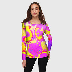 Лонгслив женский Стебель на разноцветном фоне, цвет: 3D-принт — фото 2