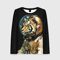 Лонгслив женский Тигр космонавт, цвет: 3D-принт