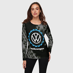 Лонгслив женский Volkswagen в стиле Top Gear со следами шин на фоне, цвет: 3D-принт — фото 2