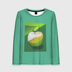 Лонгслив женский Зеленое яблоко на мятном фоне, цвет: 3D-принт