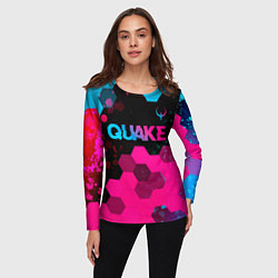 Лонгслив женский Quake - neon gradient: символ сверху, цвет: 3D-принт — фото 2