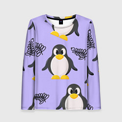 Лонгслив женский Пингвин и веточка, цвет: 3D-принт