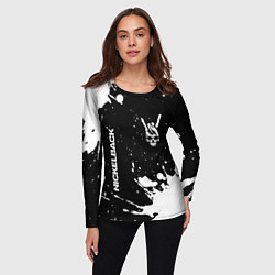 Лонгслив женский Nickelback и рок символ на темном фоне, цвет: 3D-принт — фото 2
