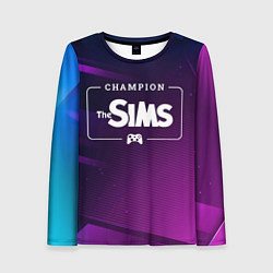 Лонгслив женский The Sims gaming champion: рамка с лого и джойстико, цвет: 3D-принт