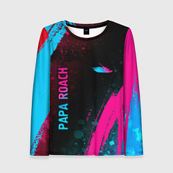 Лонгслив женский Papa Roach - neon gradient: надпись, символ, цвет: 3D-принт