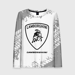Лонгслив женский Lamborghini speed на светлом фоне со следами шин, цвет: 3D-принт