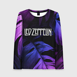 Лонгслив женский Led Zeppelin neon monstera, цвет: 3D-принт
