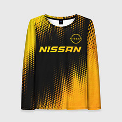 Лонгслив женский Nissan - gold gradient: символ сверху, цвет: 3D-принт
