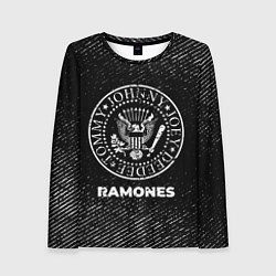 Лонгслив женский Ramones с потертостями на темном фоне, цвет: 3D-принт