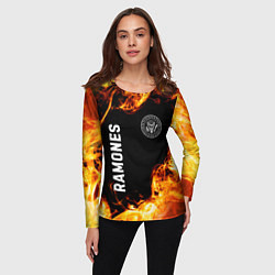 Лонгслив женский Ramones и пылающий огонь, цвет: 3D-принт — фото 2