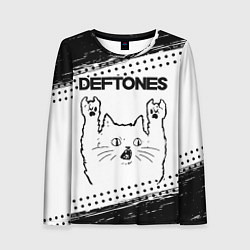 Лонгслив женский Deftones рок кот на светлом фоне, цвет: 3D-принт