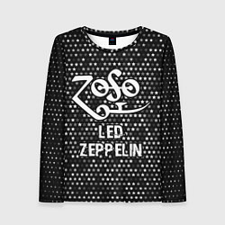 Лонгслив женский Led Zeppelin glitch на темном фоне, цвет: 3D-принт