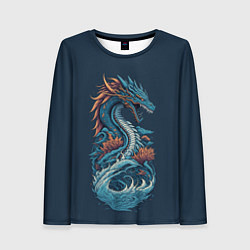 Лонгслив женский Синий дракон от нейросети, цвет: 3D-принт
