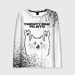 Женский лонгслив Twenty One Pilots рок кот на светлом фоне