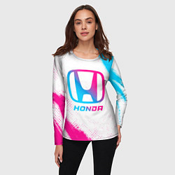 Лонгслив женский Honda neon gradient style, цвет: 3D-принт — фото 2