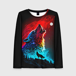 Лонгслив женский Волки воют на луну, цвет: 3D-принт