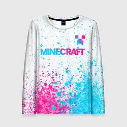 Лонгслив женский Minecraft neon gradient style: символ сверху, цвет: 3D-принт
