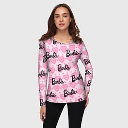 Лонгслив женский Логотип Барби и розовое кружево, цвет: 3D-принт — фото 2
