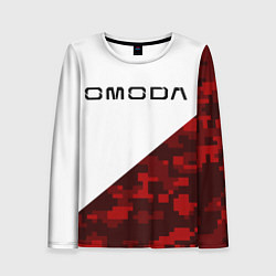 Лонгслив женский Omoda red white, цвет: 3D-принт