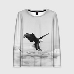 Женский лонгслив Орёл в облаках черно-белый