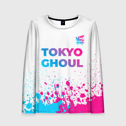 Лонгслив женский Tokyo Ghoul neon gradient style: символ сверху, цвет: 3D-принт