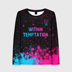 Лонгслив женский Within Temptation - neon gradient: символ сверху, цвет: 3D-принт
