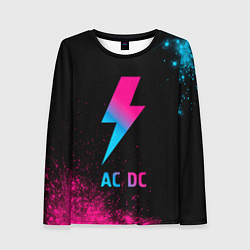Лонгслив женский AC DC - neon gradient, цвет: 3D-принт