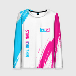 Женский лонгслив Nine Inch Nails neon gradient style: надпись, симв