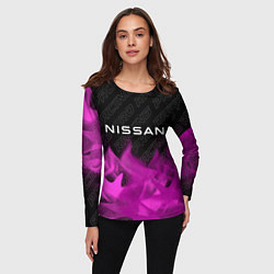 Лонгслив женский Nissan pro racing: символ сверху, цвет: 3D-принт — фото 2