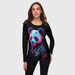 Лонгслив женский Панда в красках киберпанк, цвет: 3D-принт — фото 2