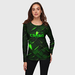 Лонгслив женский CSGO green abstract elements, цвет: 3D-принт — фото 2