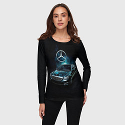 Лонгслив женский Mercedes Benz dark style, цвет: 3D-принт — фото 2