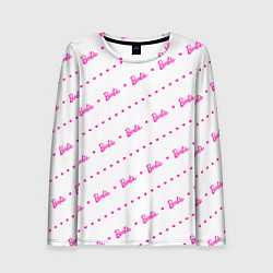 Лонгслив женский Барби паттерн - логотип и сердечки, цвет: 3D-принт