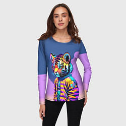 Лонгслив женский Cool tiger cub - pop art, цвет: 3D-принт — фото 2