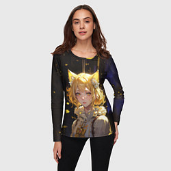 Лонгслив женский Грустная девушка-кошка, цвет: 3D-принт — фото 2