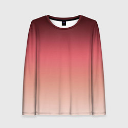 Лонгслив женский Градиент красно-бежевый, цвет: 3D-принт