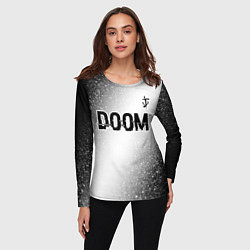 Лонгслив женский Doom glitch на светлом фоне: символ сверху, цвет: 3D-принт — фото 2
