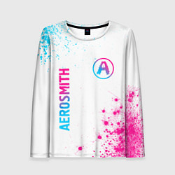 Женский лонгслив Aerosmith neon gradient style: надпись, символ