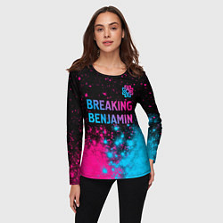 Лонгслив женский Breaking Benjamin - neon gradient: символ сверху, цвет: 3D-принт — фото 2
