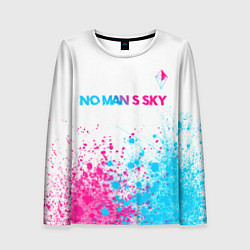 Лонгслив женский No Mans Sky neon gradient style: символ сверху, цвет: 3D-принт
