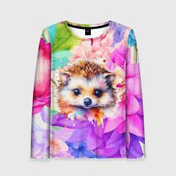 Женский лонгслив Ежик в цветах