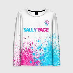Лонгслив женский Sally Face neon gradient style: символ сверху, цвет: 3D-принт
