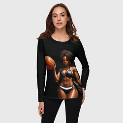 Лонгслив женский Девушка с баскетбольным мячом, цвет: 3D-принт — фото 2