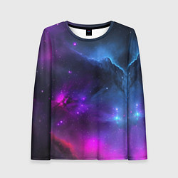 Лонгслив женский Бескрайний космос фиолетовый, цвет: 3D-принт