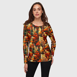 Лонгслив женский Осенний вечерний город, цвет: 3D-принт — фото 2