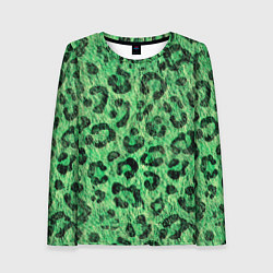 Лонгслив женский Зелёный леопард паттерн, цвет: 3D-принт