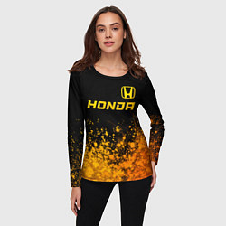 Лонгслив женский Honda - gold gradient посередине, цвет: 3D-принт — фото 2