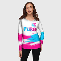 Лонгслив женский PUBG neon gradient style посередине, цвет: 3D-принт — фото 2
